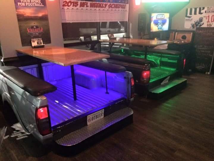  "The booths at my cousins sports bar are truck beds", november 2015, virginia beach, va. tailgate sports pub 